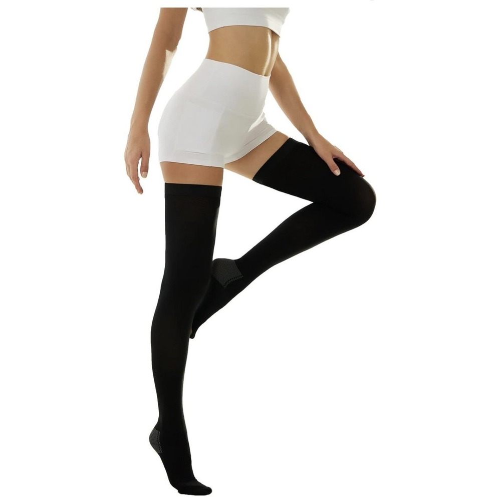 Medical Compression Thigh High Stockings 15-20mmHg Small Black
